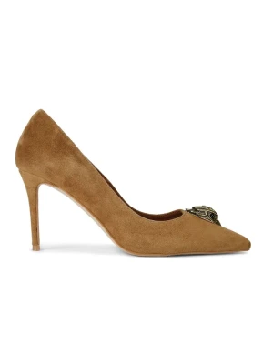 Kurt Geiger London szpilki zamszowe Belgravia Eagle Court Tan Suede brązowy