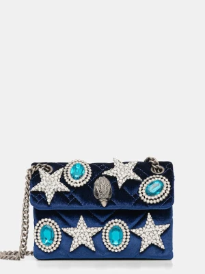 Kurt Geiger London torebka welurowa VELVET MINI KENSINGTON kolor granatowy 5018780789