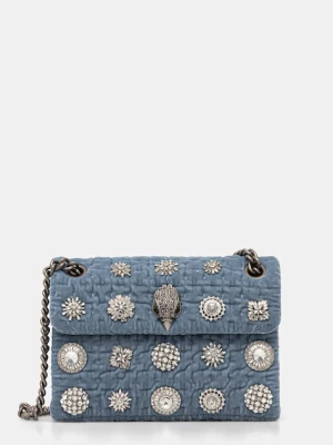 Kurt Geiger London torebka welurowa VELVET MINI KENSINGTON kolor niebieski 5018382789