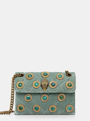 Kurt Geiger London torebka welurowa VELVET MINI KENSINGTON kolor zielony 5018373789