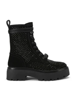 Kurt Geiger London workery zamszowe Chelsea Perf Boot Drench damskie kolor czarny na płaskim obcasie 4747900209