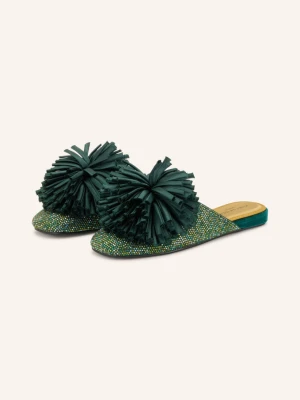 Kurt Geiger Mule Pom Z Kamyczkami Ozdobnymi gruen CIEMNOZIELONY