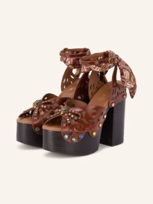 Kurt Geiger Sandałki Na Platformie Z Ozdobnymi Kamyczkami braun