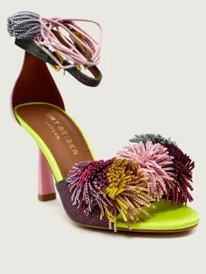 Kurt Geiger Sandały na szpilce POM POM | zamsz