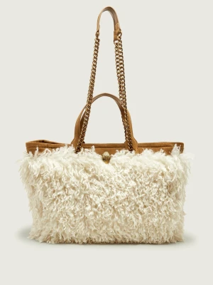 Kurt Geiger Shopperka Hoxton | zamsz | shearling kremowy