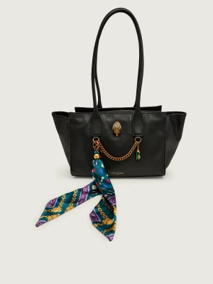 Kurt Geiger Skórzana torebka na ramię + apaszka Sloane czarny