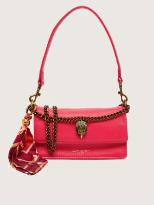 Kurt Geiger Skórzana torebka na ramię + apaszka The Sloane Soft fuksja