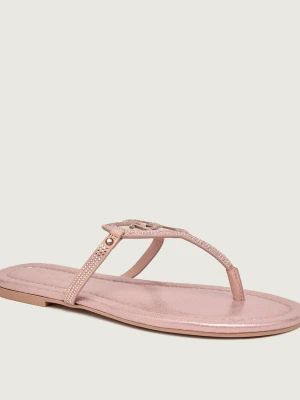 Kurt Geiger Skórzane japonki HEART pudrowy róż