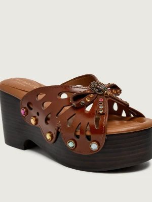 Kurt Geiger Skórzane klapki na słupku BUTTERFLY WEDGE