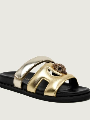 Kurt Geiger Skórzane klapki EAGLE CUT OUT złoty