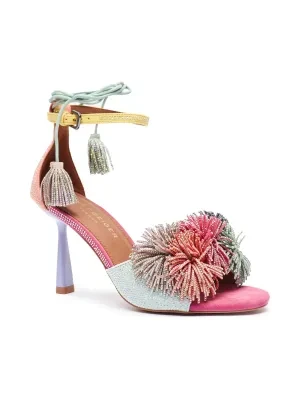 Kurt Geiger Skórzane sandały na szpilce 225-POM POM