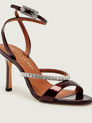 Kurt Geiger Skórzane sandały na szpilce CRYSTAL bordowy