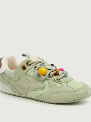 Kurt Geiger Skórzane sneakersy Kurt Bead Slim pistacjowy