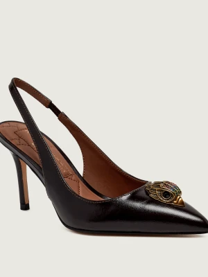 Kurt Geiger Skórzane szpilki Belgravia High Sling brązowy