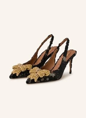 Kurt Geiger Slingpumps Belgravia Z Aksamitu Z Kamieniami Ozdobnymi braun