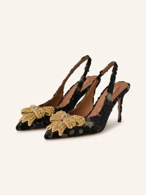 Kurt Geiger Slingpumps Belgravia Z Aksamitu Z Kamieniami Ozdobnymi braun