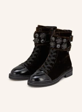 Kurt Geiger Sznurowane Buty Stoop Combat Z Kamieniami Ozdobnymi braun