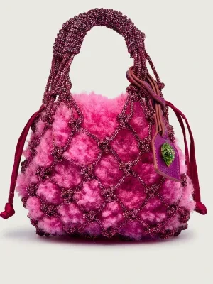 Kurt Geiger Torebka na ramię 2w1 MACRAME CRYSTAL | shearling