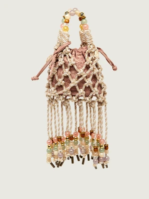 Kurt Geiger Worek Mini Macrame kremowy