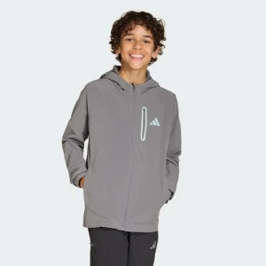 KURTKA ADIDAS BOYS HOODED TECH WOVEN szary