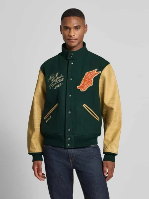 Kurtka baseballowa z mieszanki wełny z haftami model ‘BROKEN’ Polo Ralph Lauren