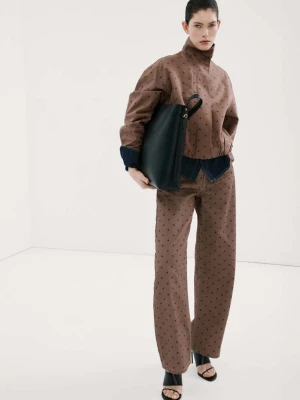 Kurtka bomber jeansowa w groszki czekoladowy - Kobieta - - MANGO