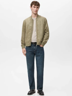 Kurtka bomber z imitacji zamszu khaki - Mężczyzna - - MANGO MAN