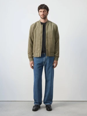 Kurtka bomber z imitacji zamszu khaki - Mężczyzna - - MANGO MAN