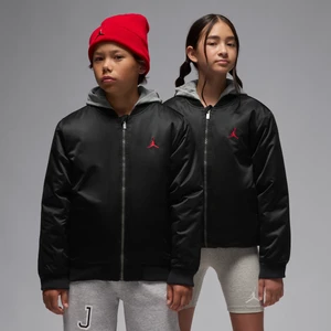 Kurtka bomberka dla dużych dzieci z kapturem i dużym logo Jordan - Czerń
