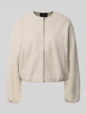 Kurtka bomberka w optyce filcu, krój regular fit, model 'CHLOE' Vero Moda Piaskowy melanż