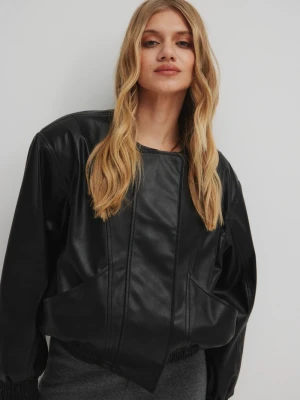 Kurtka bomberka z eko skóry w kolorze CZARNYM - CABRA Marsala