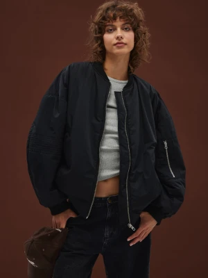 Kurtka bomberka z HAFTEM w kolorze TOTALLY BLACK - LOFT Marsala