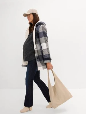 Kurtka ciążowa wełniana na podszewce baranku, z wstawką na nosidełko niemowlęce bonprix