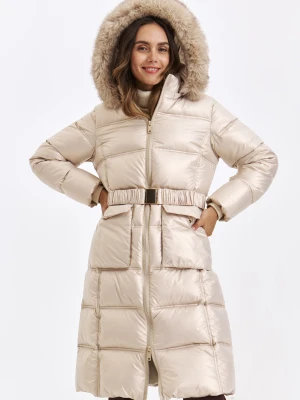 Kurtka damska beżowa - SKU1430BE kurtka długa - TOP SECRET - Odzieżowy sklep internetowy TOP SECRET