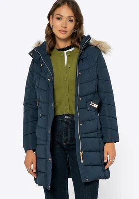 Kurtka damska pikowana z kapturem granatowa Wittchen