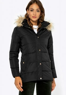 Kurtka damska pikowana z monogramem czarna Wittchen