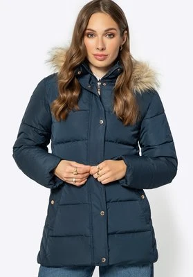 Kurtka damska pikowana z monogramem granatowa Wittchen