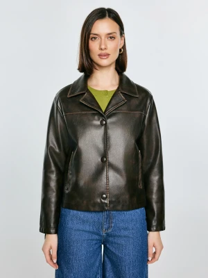 Kurtka damska ze skóry ekologicznej brązowa Sandrosa 804 BIG STAR