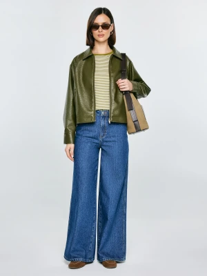 Kurtka damska ze skóry ekologicznej zielona Mackenzie 301 BIG STAR