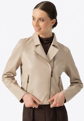 Kurtka damska ze skóry owczej kremowa Wittchen