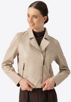 Kurtka damska ze skóry owczej kremowa Wittchen