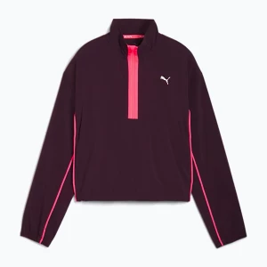 Kurtka do biegania damska PUMA Run For Her Fashion Woven 1/2 ZIP midnight plum/ sunset glow