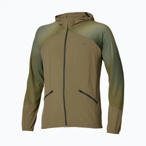 Kurtka do biegania męska Mizuno Active Alpha Hooded Jacket martini olive Zielony