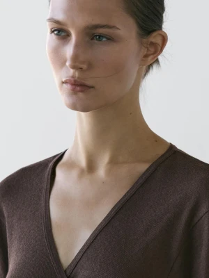 Kurtka Dwurzędowa Z Mieszanki Bawełny - Brązowy - - Massimo Dutti - Kobieta