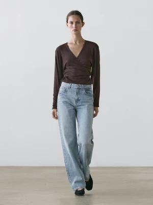 Kurtka Dwurzędowa Z Mieszanki Bawełny - Brązowy - - Massimo Dutti - Kobieta