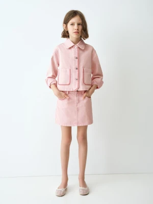 Kurtka dżinsowa z haftami różowy - Dzieci - - MANGO KIDS