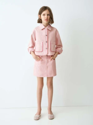 Kurtka dżinsowa z haftami różowy - Dzieci - - MANGO KIDS