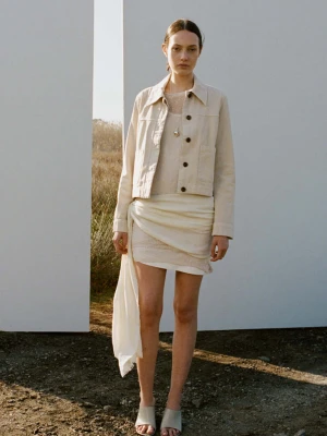 Kurtka dżinsowa z kieszeniami waniliowy - Kobieta - - MANGO