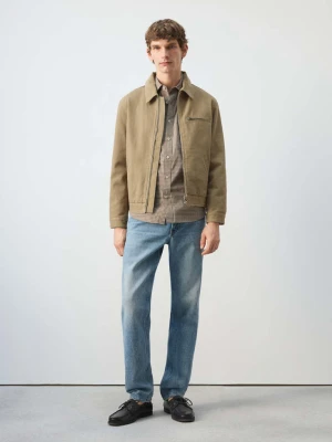 Kurtka dżinsowa z kołnierzem ze sztruksu beżowy - Mężczyzna - - MANGO MAN