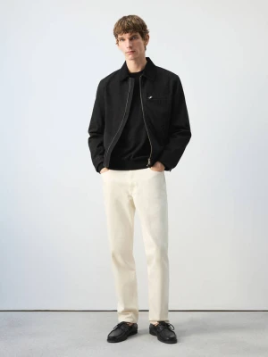 Kurtka dżinsowa z kołnierzem ze sztruksu black denim - Mężczyzna - - MANGO MAN